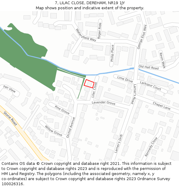 7, LILAC CLOSE, DEREHAM, NR19 1JY: Location map and indicative extent of plot