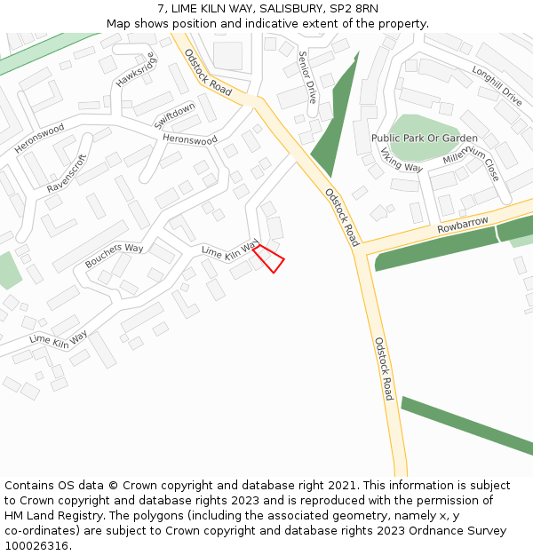 7, LIME KILN WAY, SALISBURY, SP2 8RN: Location map and indicative extent of plot
