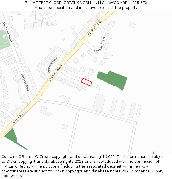 7, LIME TREE CLOSE, GREAT KINGSHILL, HIGH WYCOMBE, HP15 6EX: Location map and indicative extent of plot