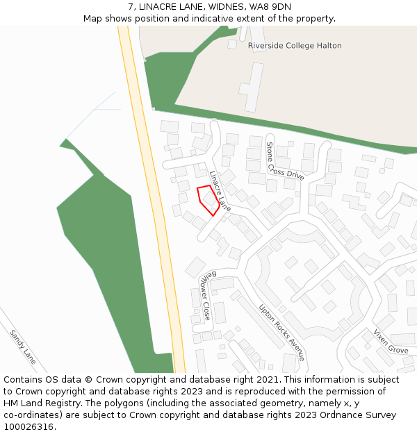 7, LINACRE LANE, WIDNES, WA8 9DN: Location map and indicative extent of plot