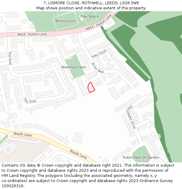 7, LISMORE CLOSE, ROTHWELL, LEEDS, LS26 0WE: Location map and indicative extent of plot