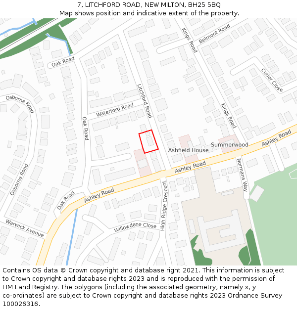 7, LITCHFORD ROAD, NEW MILTON, BH25 5BQ: Location map and indicative extent of plot