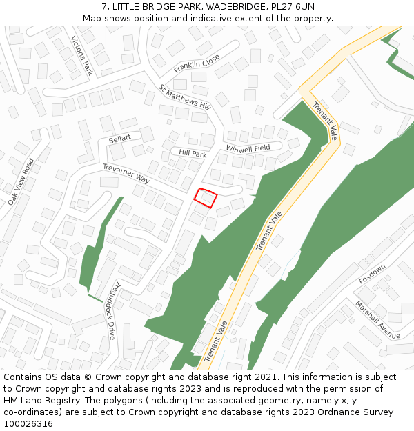 7, LITTLE BRIDGE PARK, WADEBRIDGE, PL27 6UN: Location map and indicative extent of plot