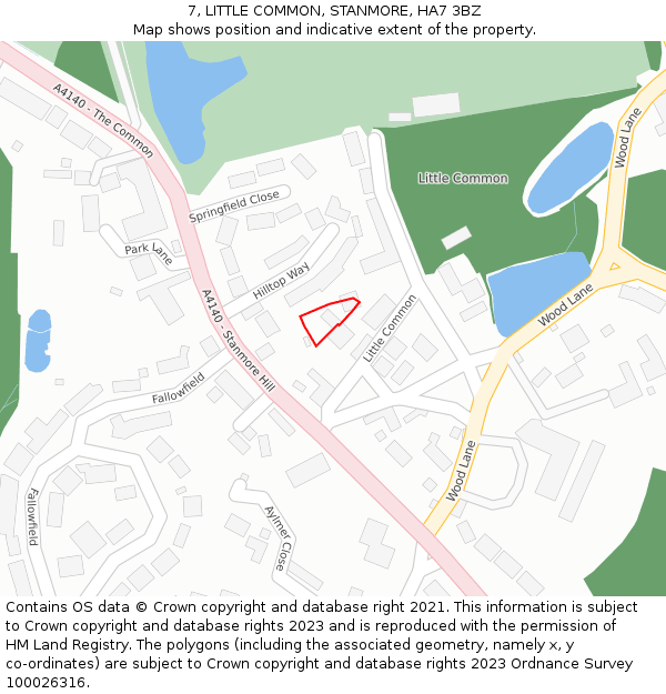 7, LITTLE COMMON, STANMORE, HA7 3BZ: Location map and indicative extent of plot