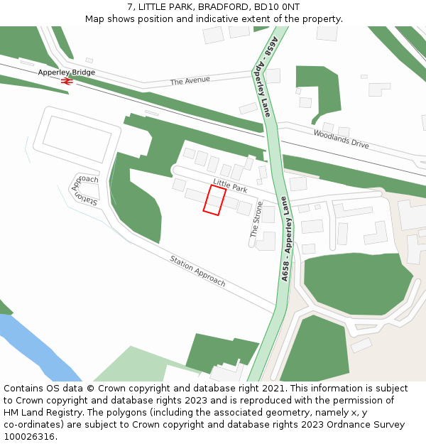 7, LITTLE PARK, BRADFORD, BD10 0NT: Location map and indicative extent of plot