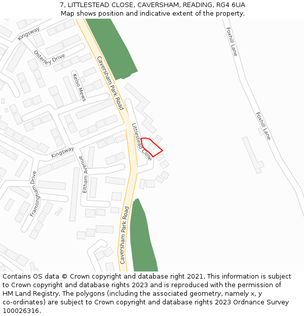 7, LITTLESTEAD CLOSE, CAVERSHAM, READING, RG4 6UA: Location map and indicative extent of plot