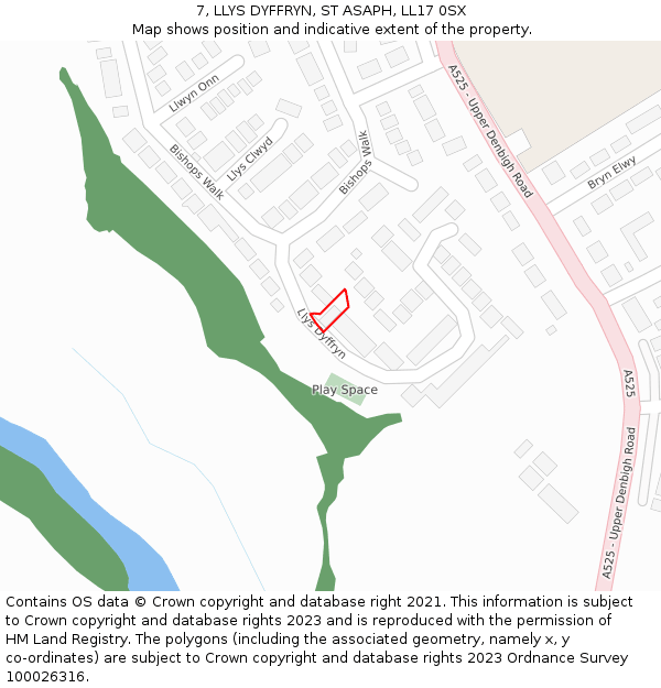 7, LLYS DYFFRYN, ST ASAPH, LL17 0SX: Location map and indicative extent of plot