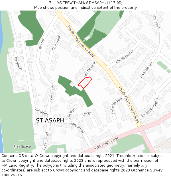 7, LLYS TREWITHAN, ST ASAPH, LL17 0DJ: Location map and indicative extent of plot