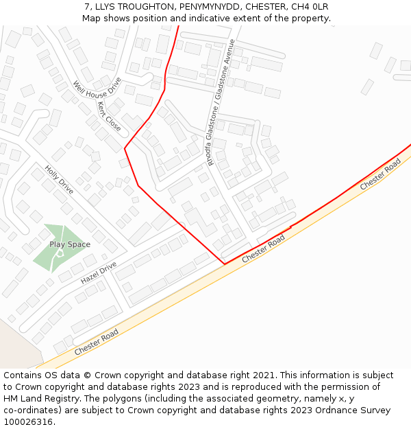 7, LLYS TROUGHTON, PENYMYNYDD, CHESTER, CH4 0LR: Location map and indicative extent of plot