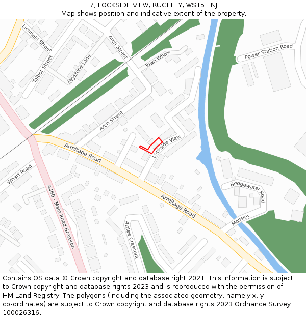 7, LOCKSIDE VIEW, RUGELEY, WS15 1NJ: Location map and indicative extent of plot