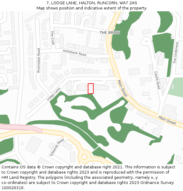 7, LODGE LANE, HALTON, RUNCORN, WA7 2AS: Location map and indicative extent of plot