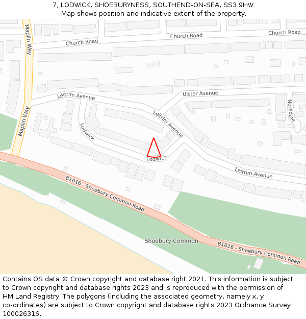 7, LODWICK, SHOEBURYNESS, SOUTHEND-ON-SEA, SS3 9HW: Location map and indicative extent of plot