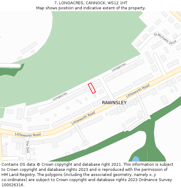 7, LONGACRES, CANNOCK, WS12 1HT: Location map and indicative extent of plot