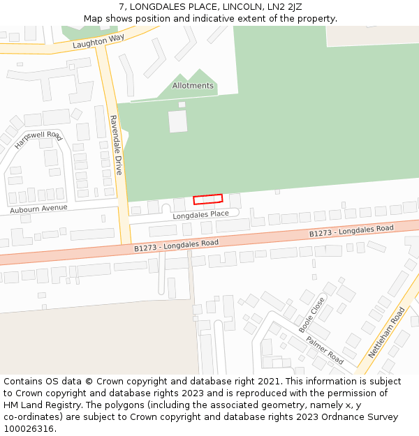 7, LONGDALES PLACE, LINCOLN, LN2 2JZ: Location map and indicative extent of plot