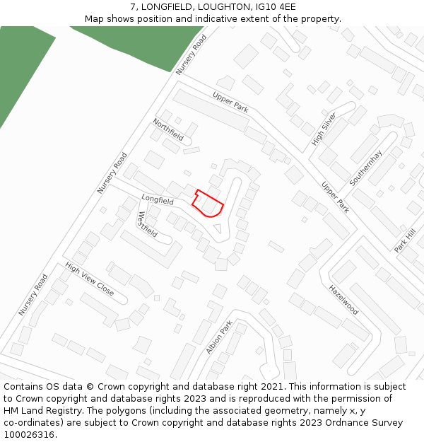 7, LONGFIELD, LOUGHTON, IG10 4EE: Location map and indicative extent of plot