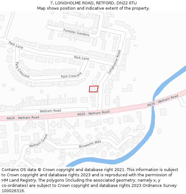 7, LONGHOLME ROAD, RETFORD, DN22 6TU: Location map and indicative extent of plot