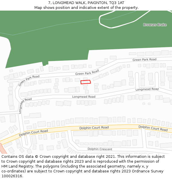 7, LONGMEAD WALK, PAIGNTON, TQ3 1AT: Location map and indicative extent of plot