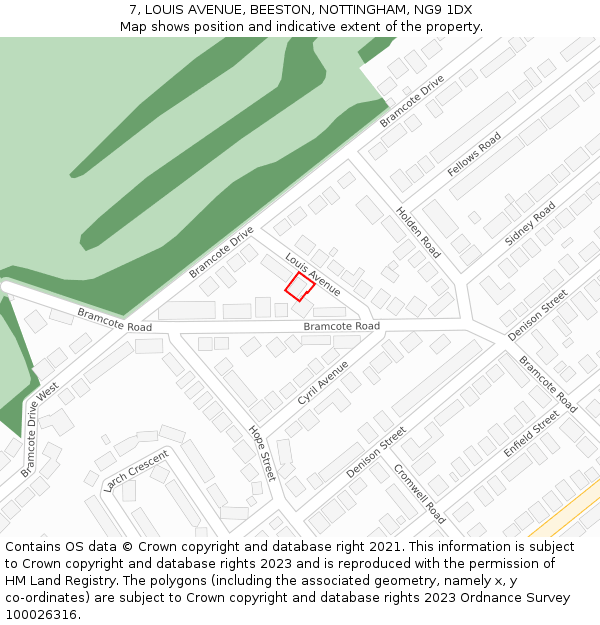 7, LOUIS AVENUE, BEESTON, NOTTINGHAM, NG9 1DX: Location map and indicative extent of plot