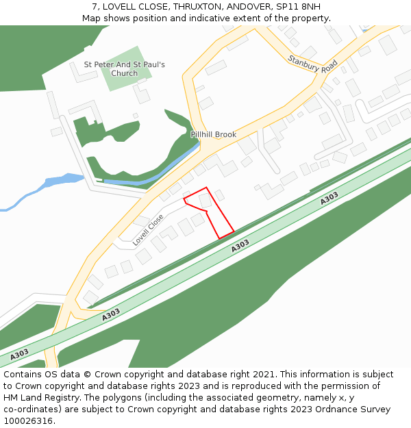 7, LOVELL CLOSE, THRUXTON, ANDOVER, SP11 8NH: Location map and indicative extent of plot