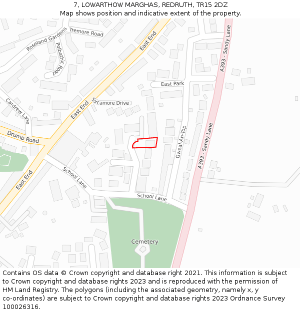 7, LOWARTHOW MARGHAS, REDRUTH, TR15 2DZ: Location map and indicative extent of plot