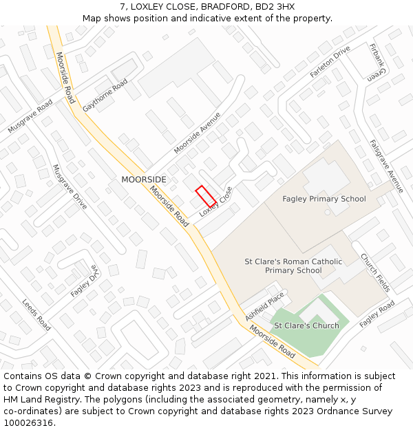 7, LOXLEY CLOSE, BRADFORD, BD2 3HX: Location map and indicative extent of plot