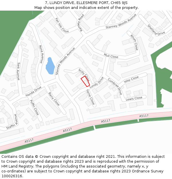 7, LUNDY DRIVE, ELLESMERE PORT, CH65 9JS: Location map and indicative extent of plot