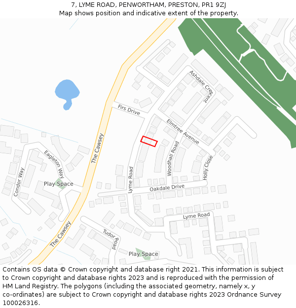 7, LYME ROAD, PENWORTHAM, PRESTON, PR1 9ZJ: Location map and indicative extent of plot