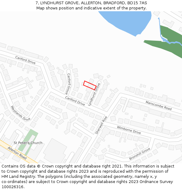 7, LYNDHURST GROVE, ALLERTON, BRADFORD, BD15 7AS: Location map and indicative extent of plot