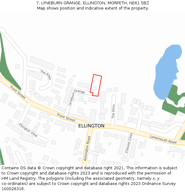 7, LYNEBURN GRANGE, ELLINGTON, MORPETH, NE61 5BZ: Location map and indicative extent of plot