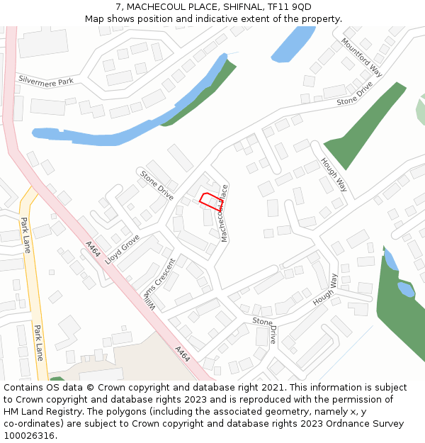 7, MACHECOUL PLACE, SHIFNAL, TF11 9QD: Location map and indicative extent of plot