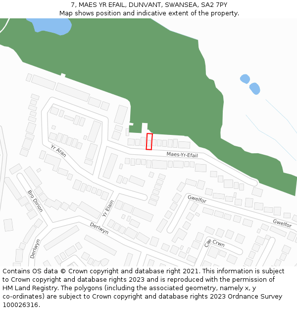 7, MAES YR EFAIL, DUNVANT, SWANSEA, SA2 7PY: Location map and indicative extent of plot