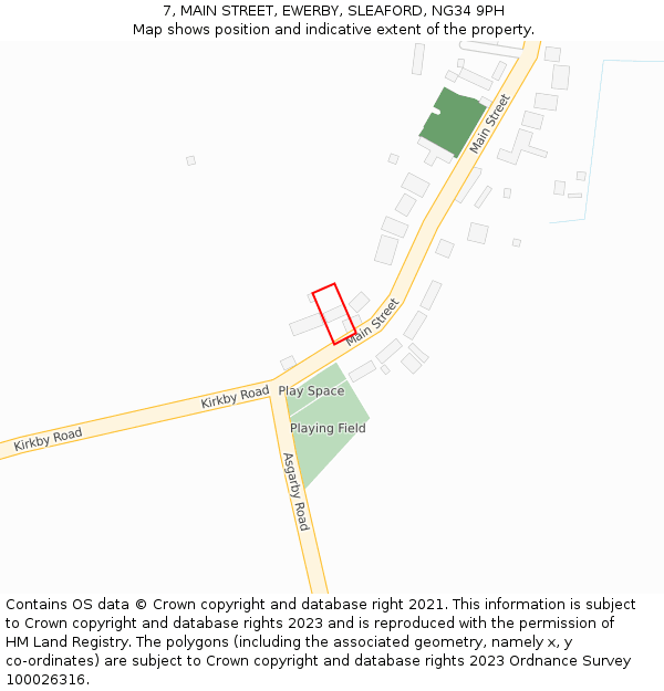 7, MAIN STREET, EWERBY, SLEAFORD, NG34 9PH: Location map and indicative extent of plot