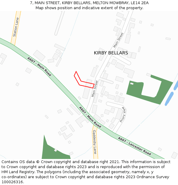 7, MAIN STREET, KIRBY BELLARS, MELTON MOWBRAY, LE14 2EA: Location map and indicative extent of plot