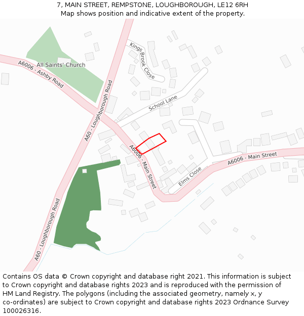 7, MAIN STREET, REMPSTONE, LOUGHBOROUGH, LE12 6RH: Location map and indicative extent of plot