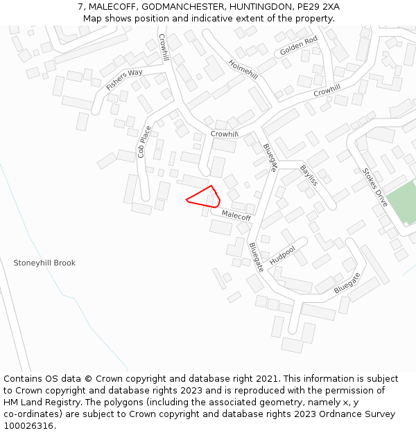 7, MALECOFF, GODMANCHESTER, HUNTINGDON, PE29 2XA: Location map and indicative extent of plot