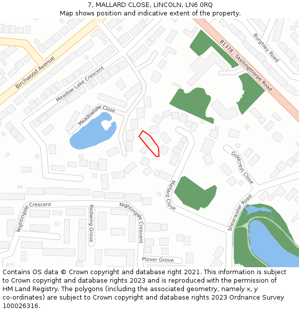 7, MALLARD CLOSE, LINCOLN, LN6 0RQ: Location map and indicative extent of plot