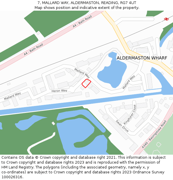 7, MALLARD WAY, ALDERMASTON, READING, RG7 4UT: Location map and indicative extent of plot
