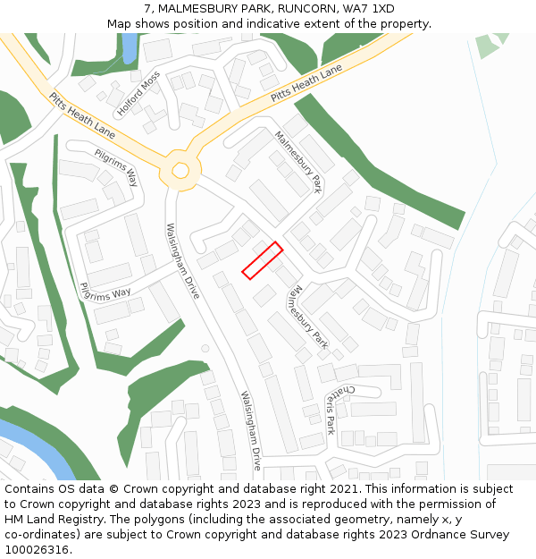 7, MALMESBURY PARK, RUNCORN, WA7 1XD: Location map and indicative extent of plot