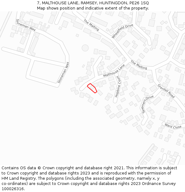 7, MALTHOUSE LANE, RAMSEY, HUNTINGDON, PE26 1SQ: Location map and indicative extent of plot