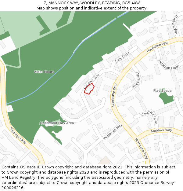 7, MANNOCK WAY, WOODLEY, READING, RG5 4XW: Location map and indicative extent of plot