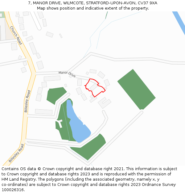 7, MANOR DRIVE, WILMCOTE, STRATFORD-UPON-AVON, CV37 9XA: Location map and indicative extent of plot