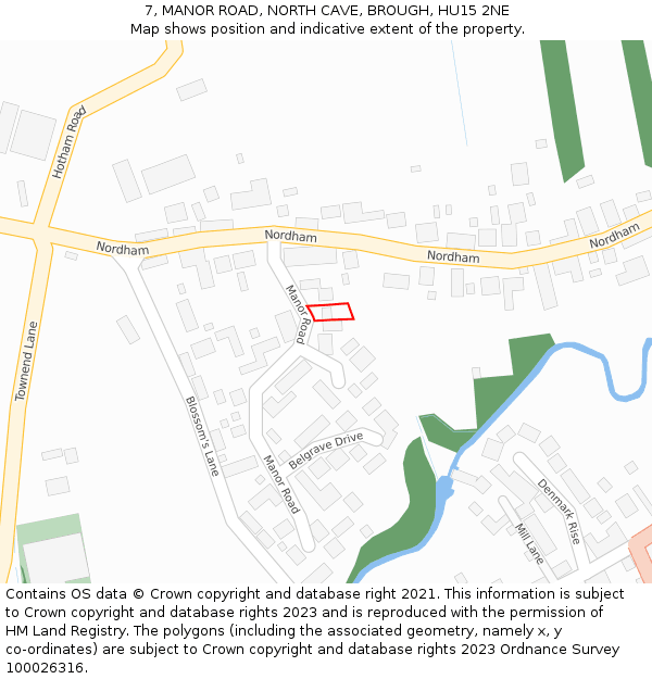 7, MANOR ROAD, NORTH CAVE, BROUGH, HU15 2NE: Location map and indicative extent of plot