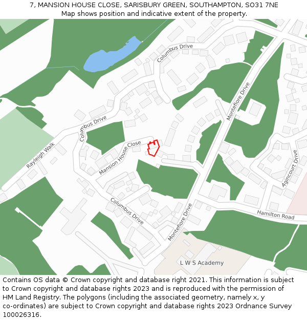 7, MANSION HOUSE CLOSE, SARISBURY GREEN, SOUTHAMPTON, SO31 7NE: Location map and indicative extent of plot