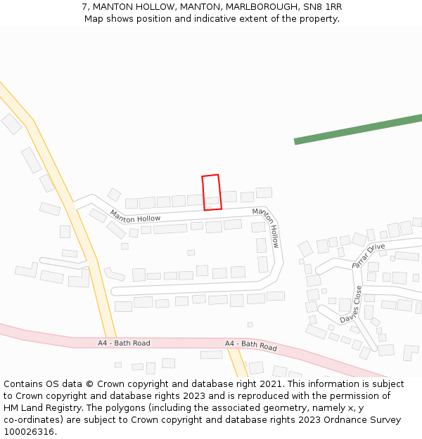 7, MANTON HOLLOW, MANTON, MARLBOROUGH, SN8 1RR: Location map and indicative extent of plot