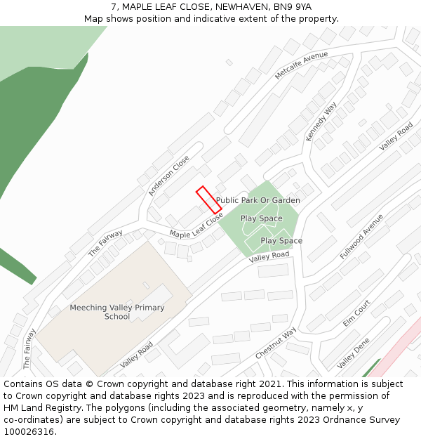 7, MAPLE LEAF CLOSE, NEWHAVEN, BN9 9YA: Location map and indicative extent of plot