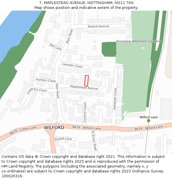 7, MAPLESTEAD AVENUE, NOTTINGHAM, NG11 7AS: Location map and indicative extent of plot