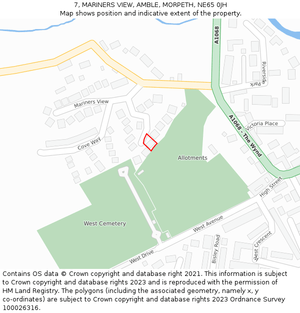 7, MARINERS VIEW, AMBLE, MORPETH, NE65 0JH: Location map and indicative extent of plot