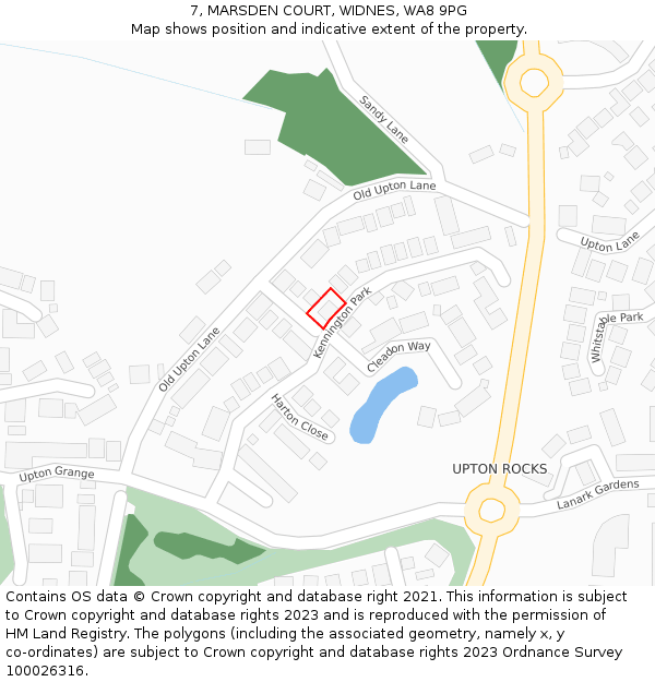 7, MARSDEN COURT, WIDNES, WA8 9PG: Location map and indicative extent of plot