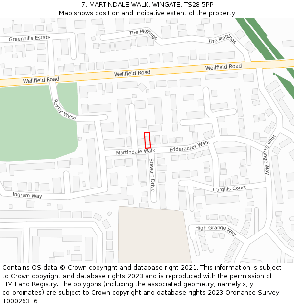 7, MARTINDALE WALK, WINGATE, TS28 5PP: Location map and indicative extent of plot