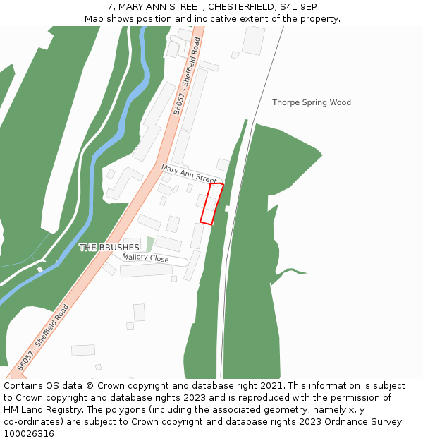 7, MARY ANN STREET, CHESTERFIELD, S41 9EP: Location map and indicative extent of plot